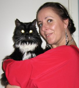 Gertrúd Windberg with her cat; Brandy